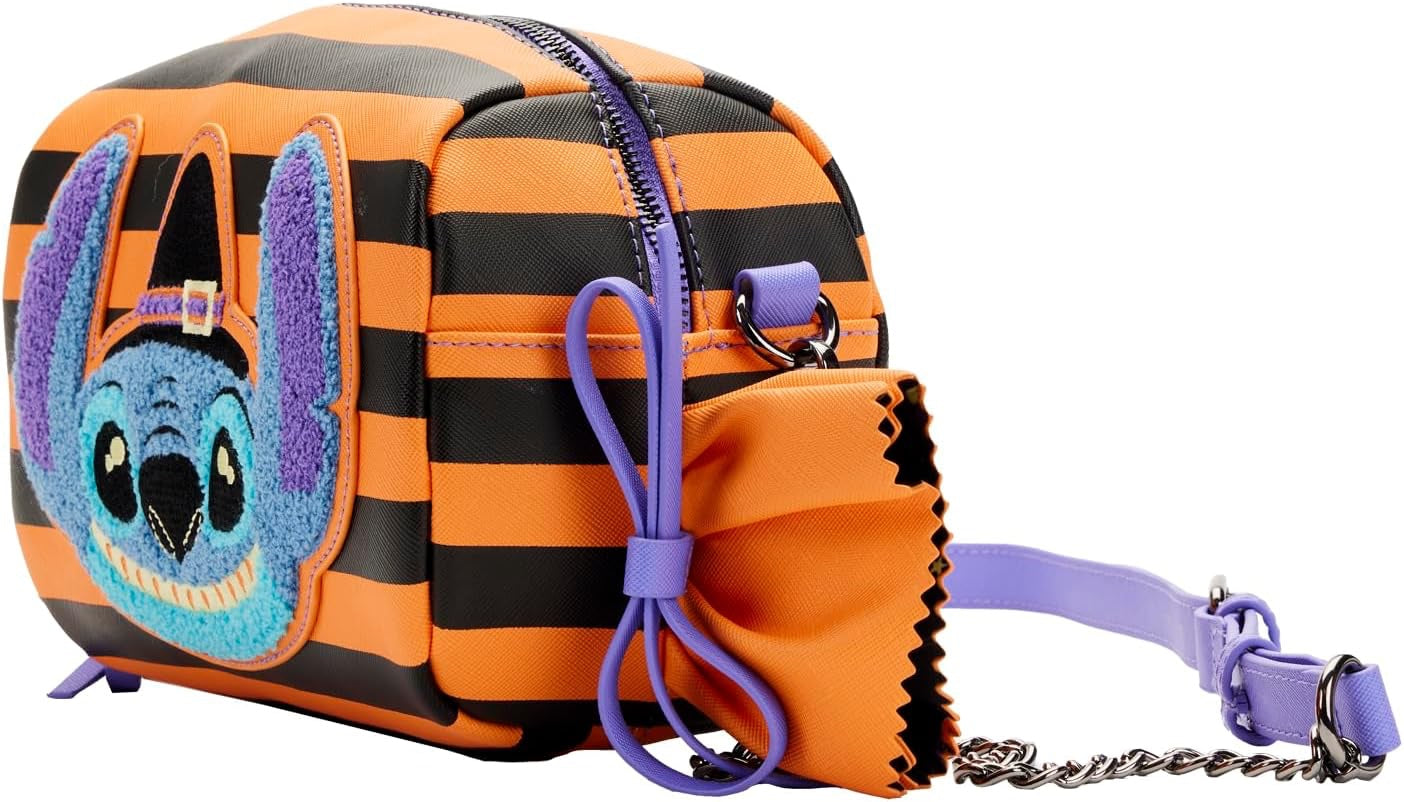 Loungefly Disney Lilo and Stitch Striped Halloween Candy Wrapper Crossbody Bag Purse-6