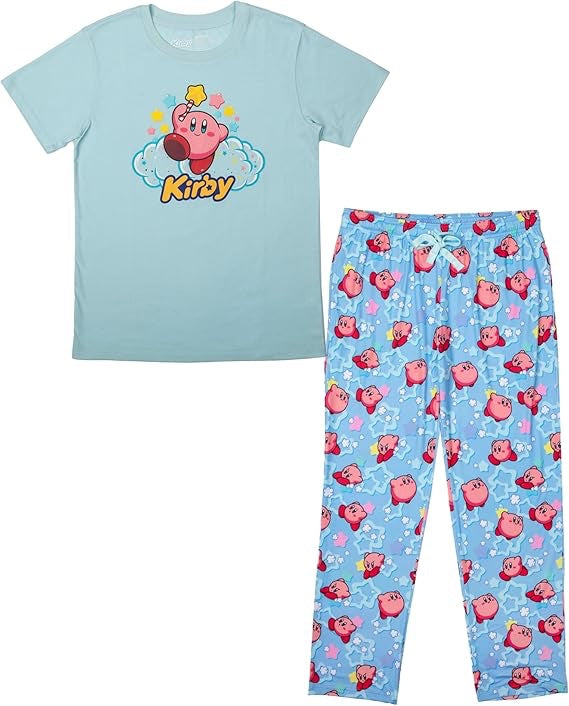 Kirby Sleepwear Set with Short Sleeve Tee Shirt and Cozy Sleep Pants for Adults-zoom-1