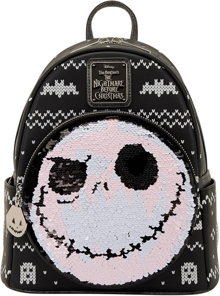 Loungefly Disney The Nightmare Before Christmas Jack Skellington Reversible Sequins Mini Backpack-zoom-1