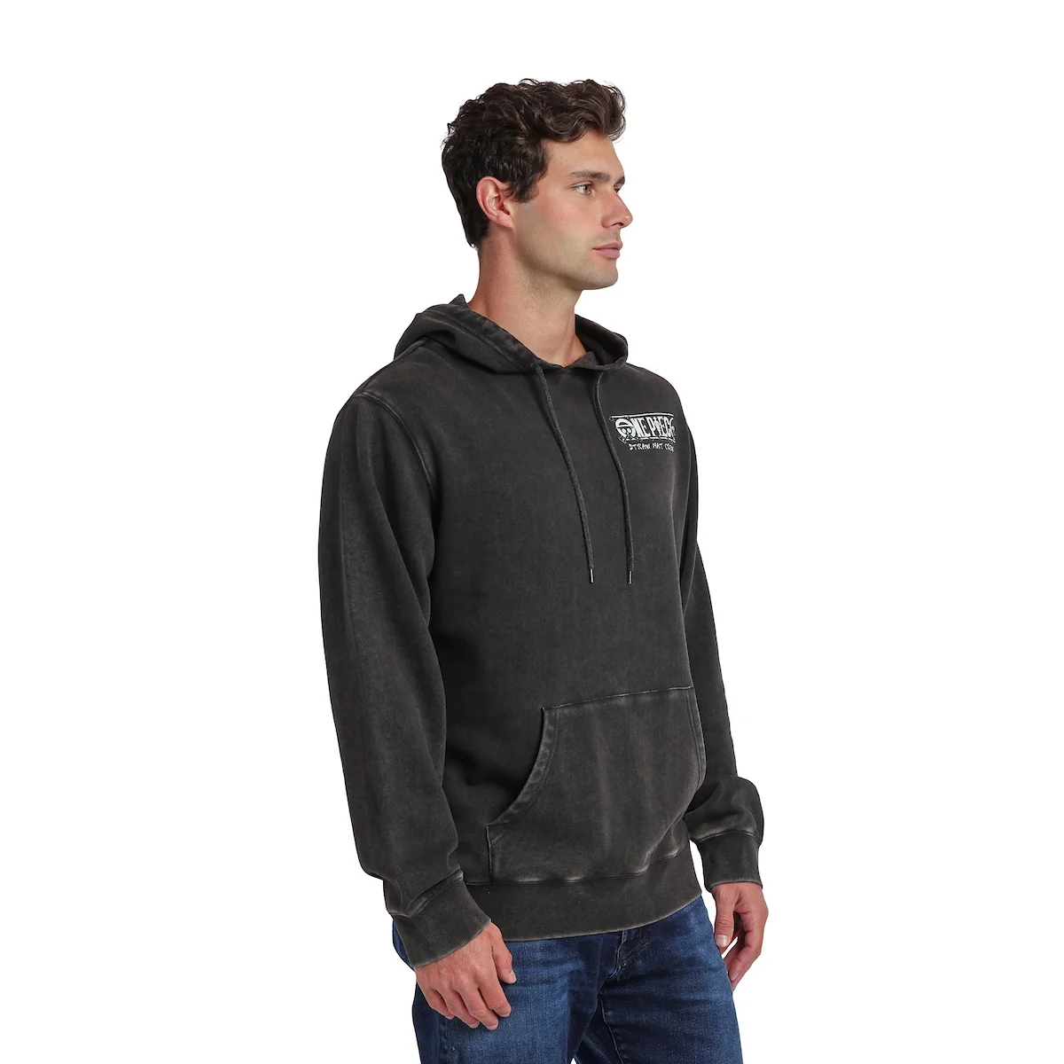 ONE PIECE ANIMATED SERIES OVERSIZED CHARACTER ART MEN'S BLACK MINERAL WASH LONG SLEEVE HOODIE HOODED SWEATSHIRT-zoom-7