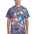 Sonic The Hedgehog Knuckles and Shadow Mens dark blue mineral wash t shirt