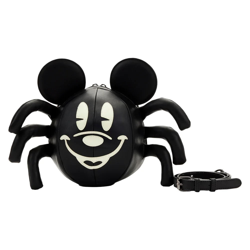 Loungefly Black Mickey Mouse Glow-in-the-Dark Spider Crossbody Bag