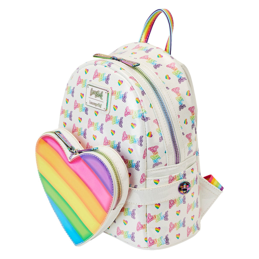 Loungefly Lisa Frank logo heart detachable rainbow bag mini backpack