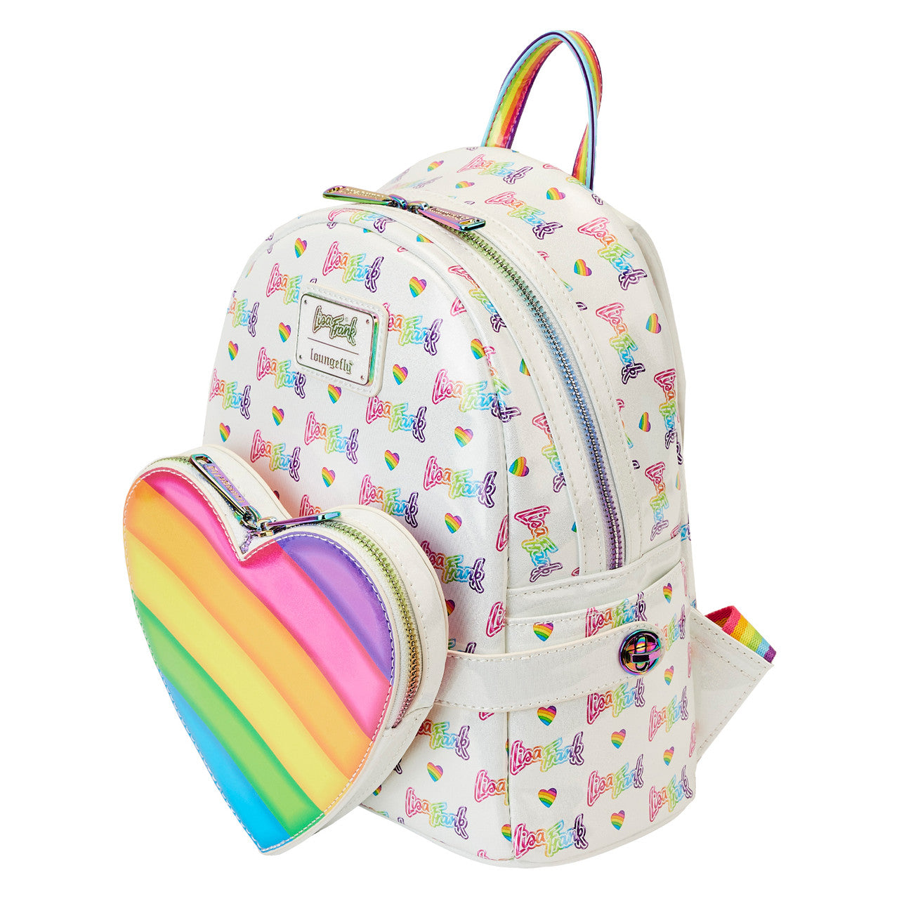 Loungefly Lisa Frank logo heart detachable rainbow bag mini backpack-2