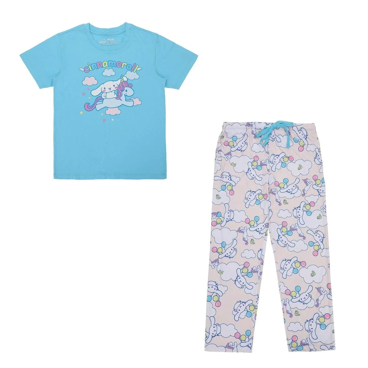 Cinnamoroll Adult Womens Sleepwear Set with Short Sleeve Tee and Sleep Pants-zoom-1