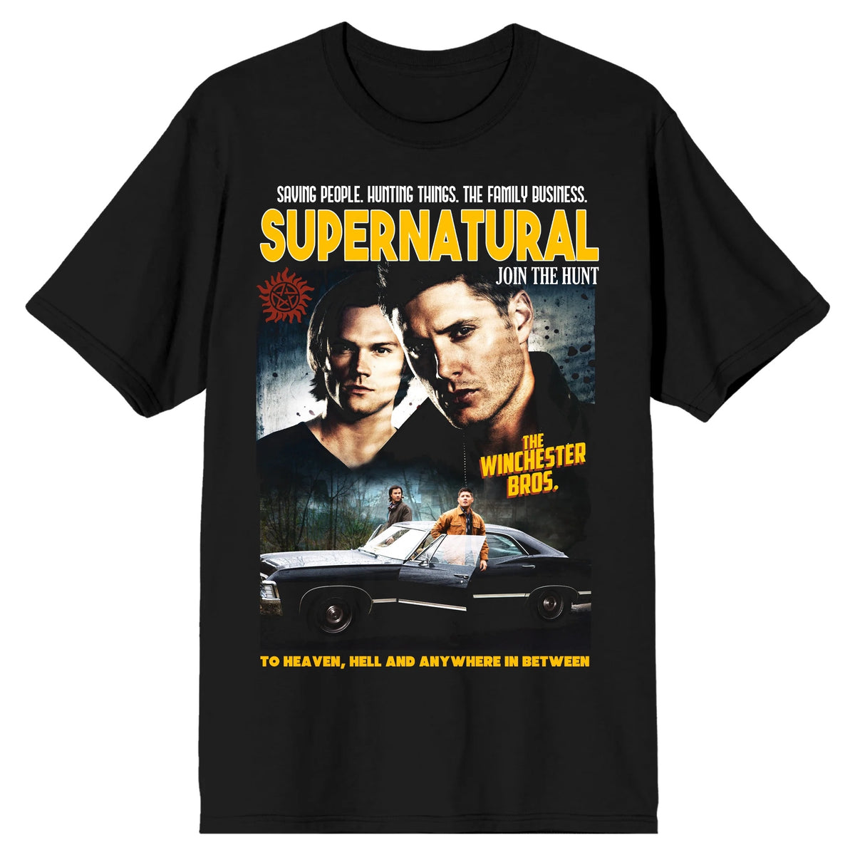 T Shirt Supernatural To Heaven, Hell And Anywhere In Between Black T-Shirt-zoom-1