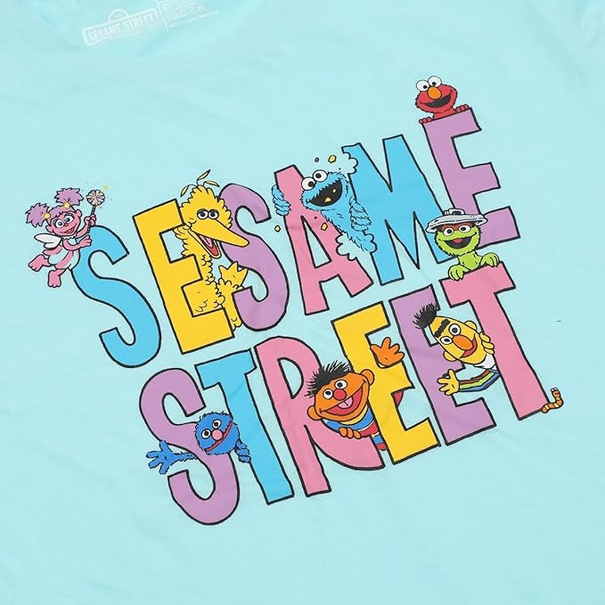 Sesame Street Adult Juniors Sleepwear Set with Short Sleeve Tee and Sleep Pants-zoom-3