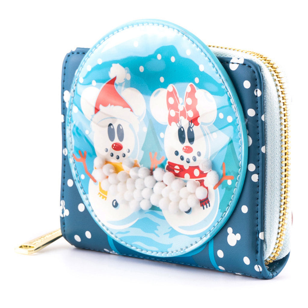 Loungefly Disney Snowman Mickey & Minnie Snow Globe Zip-Around Wallet