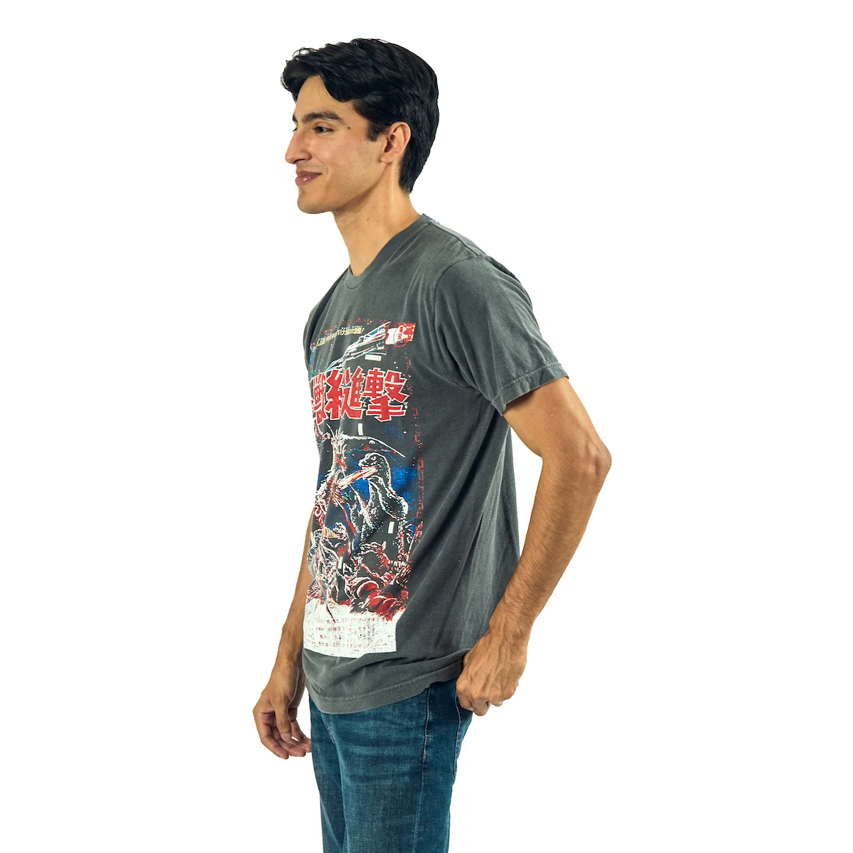 GODZILLA OVERSIZED GODZILLA VS. GIGAN POSTER ART CREW NECK SHORT SLEEVE MEN'S BLACK T-SHIRT-4
