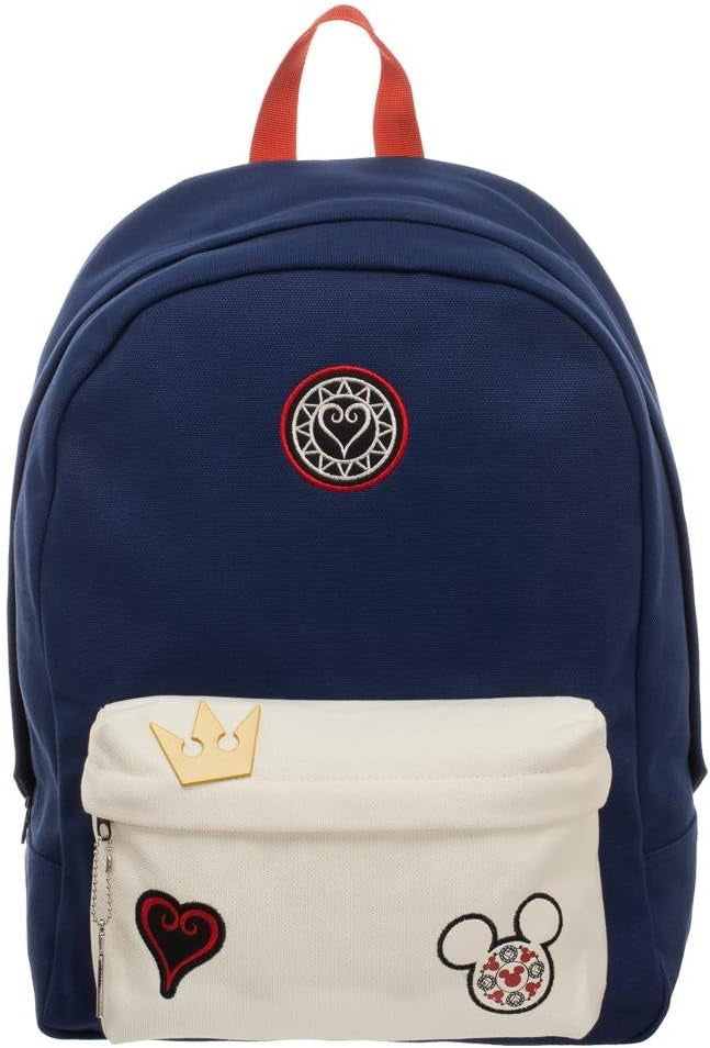 Kingdom Hearts navy blue and white Backpack with patches-zoom-1