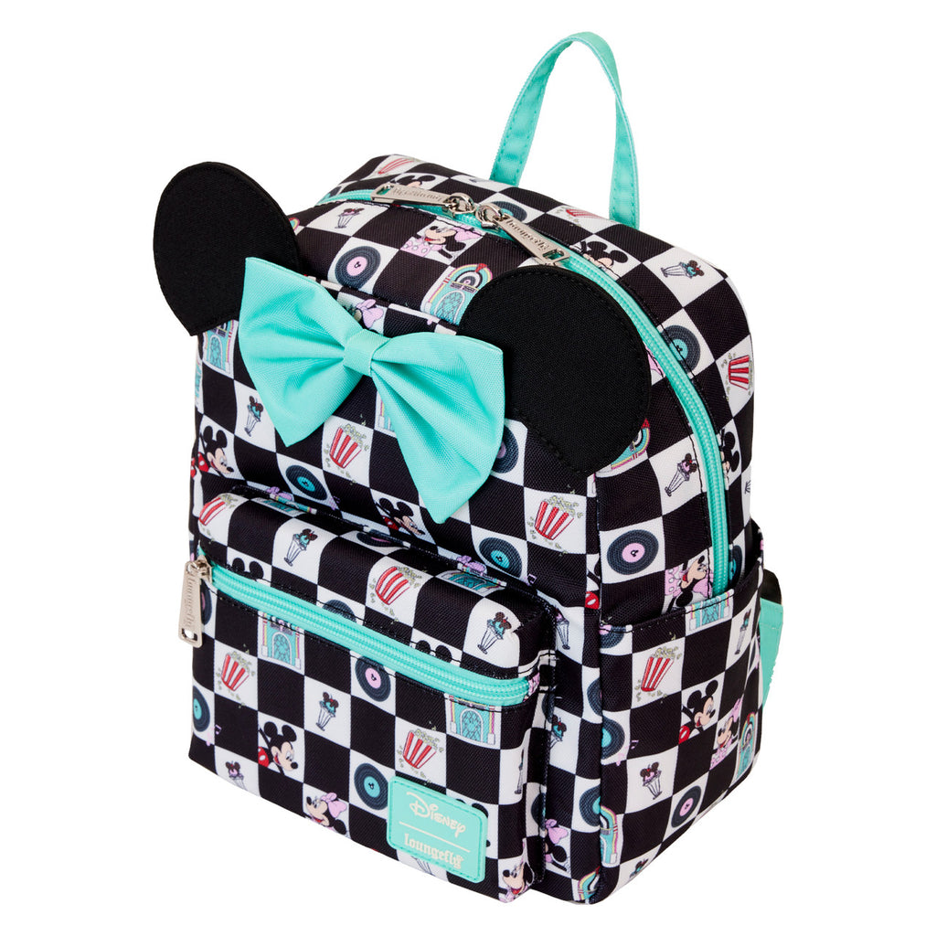 Loungefly Mickey and Minnie Date Night Diner Nylon Mini Backpack