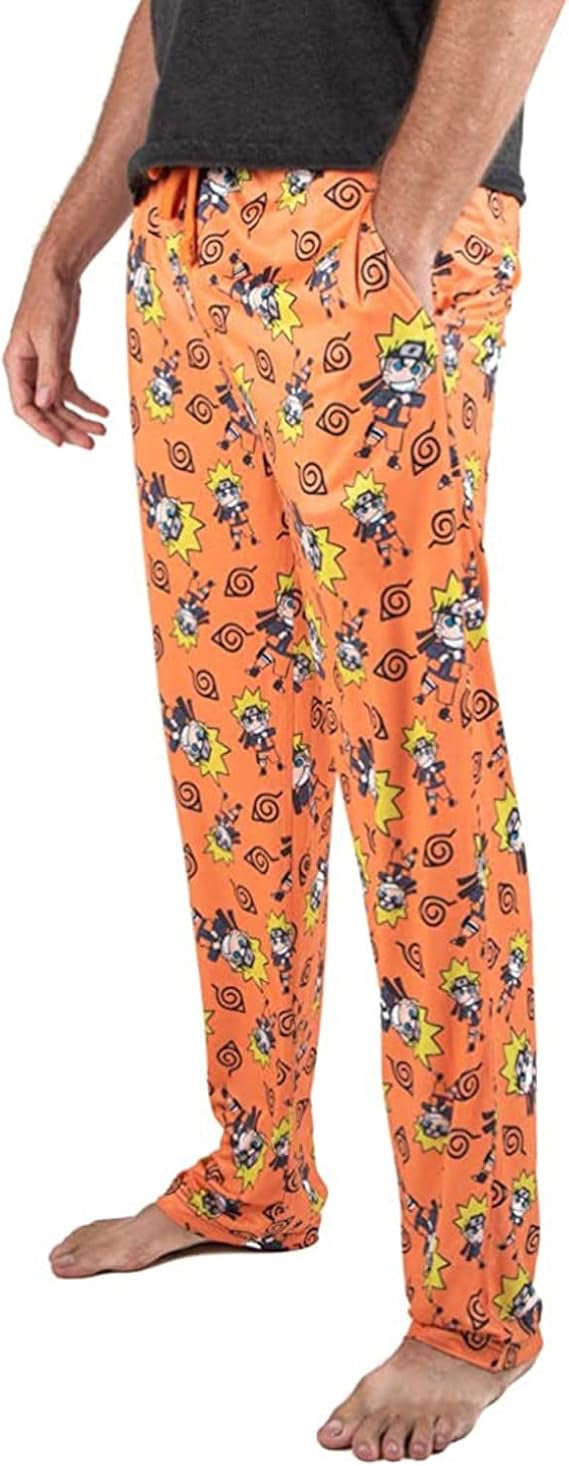Naruto Anime Chibi Character AOP Orange Mens Sleep Pajama Pants-zoom-3