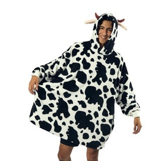 Hooded Blanket Cow White oversized hoodie wearable blanket OSFA-zoom-4
