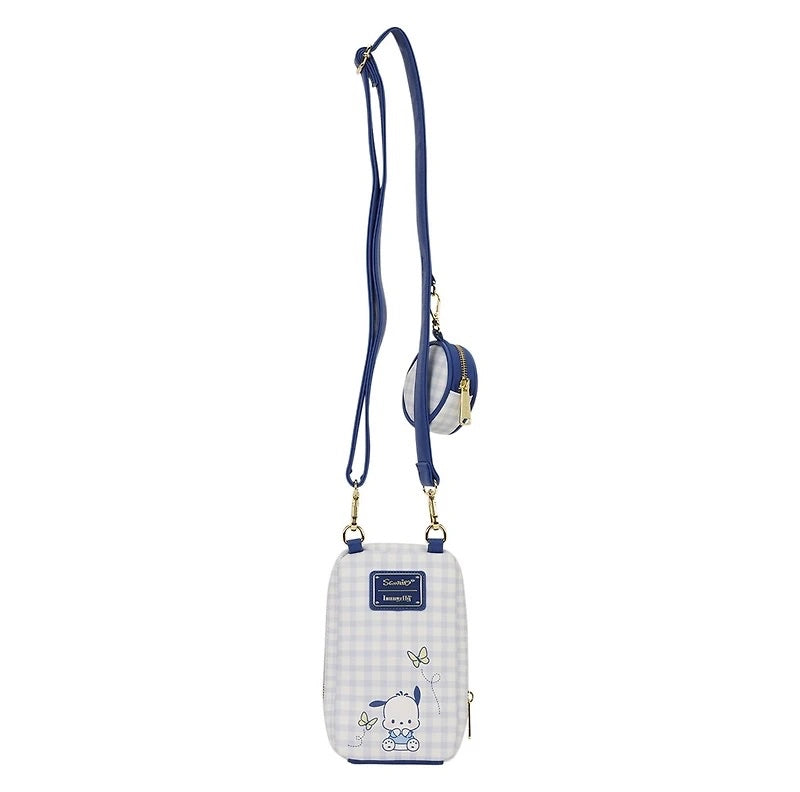 Loungefly Sanrio Pochacco Gingham Cellphone Crossbody Bag with Coin Bag