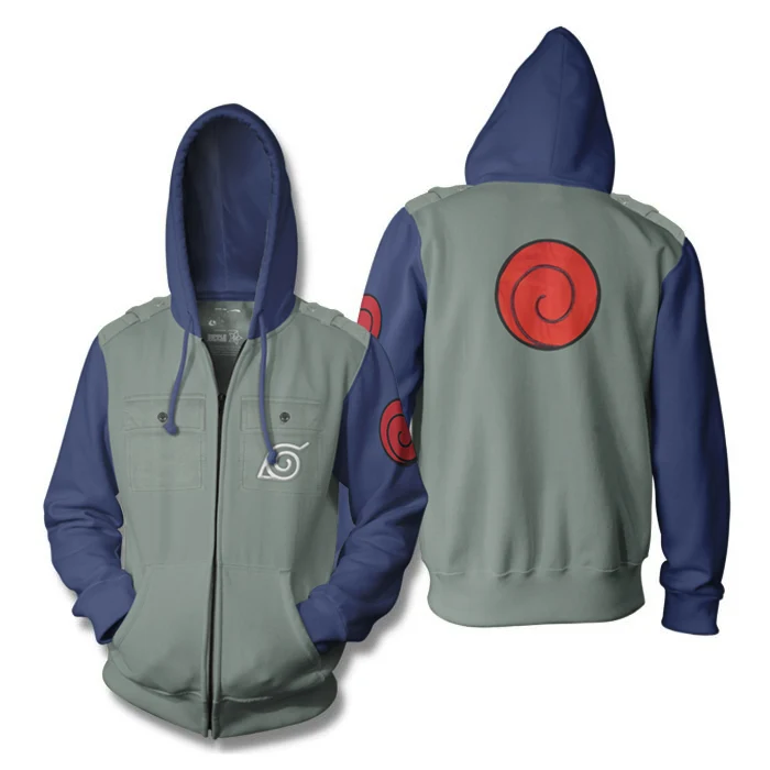 Naruto Shippuden Kakashi Cosplay Military Zip Hoodie-zoom-1