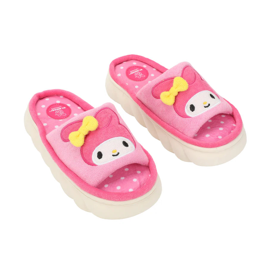 Sanrio My Melody 3D character Face Art Women's Pink open toed slide slippers-1