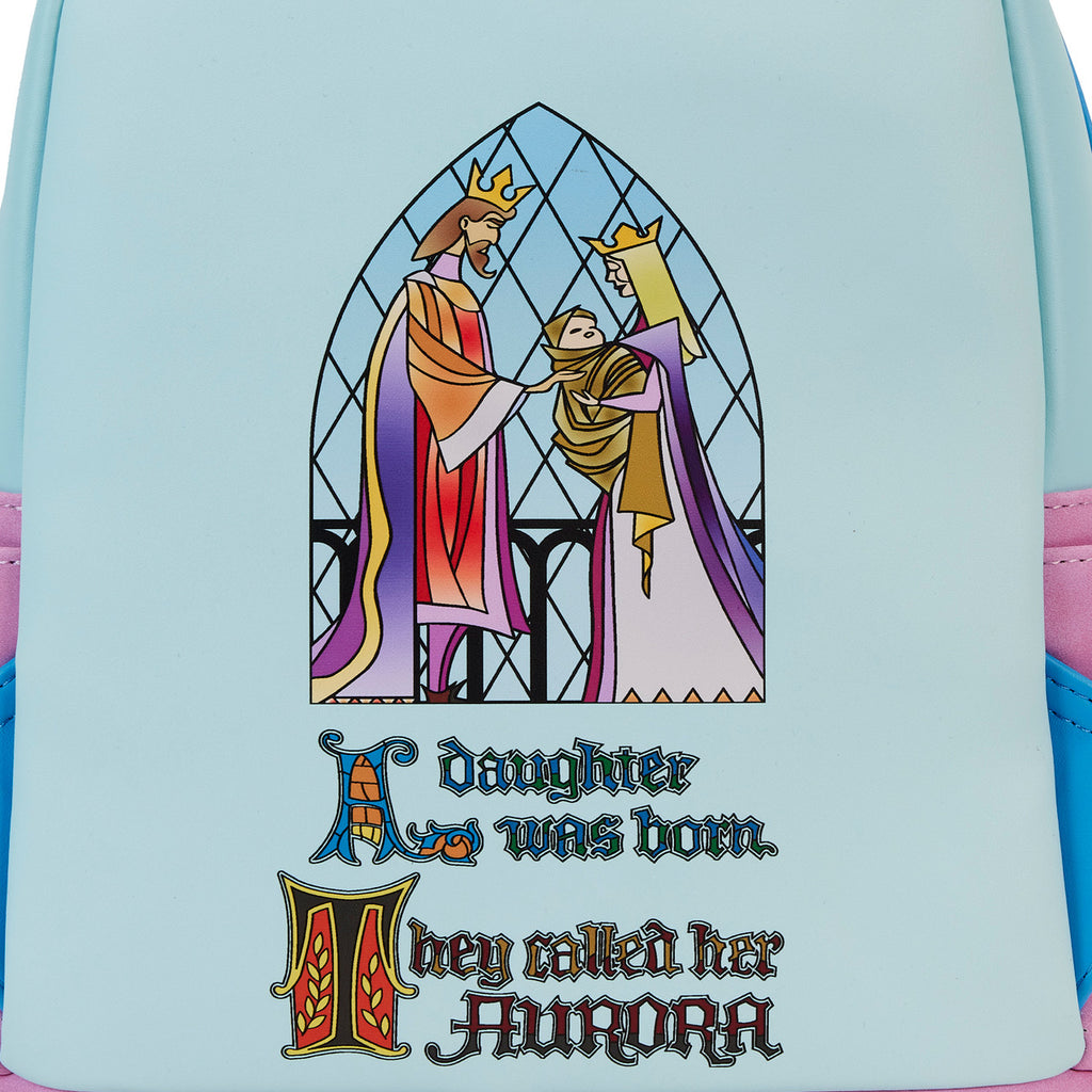Loungefly Sleeping Beauty Castle Three Good Fairies Stained Glass Mini Backpack