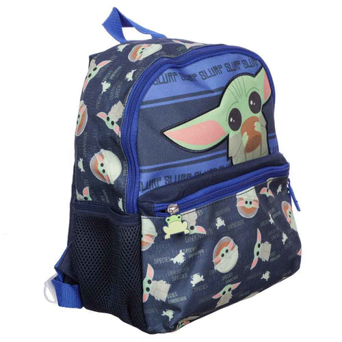 Kids Mini Star Wars Mandalorian 11 inch Mini Backpack with Grogu Diecut Patch & Toss Print