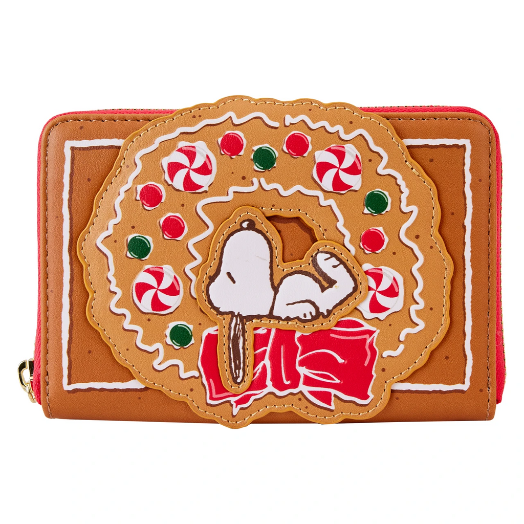 Loungefly Peanuts Snoopy Gingerbread Wreath Zip-Around Wallet
