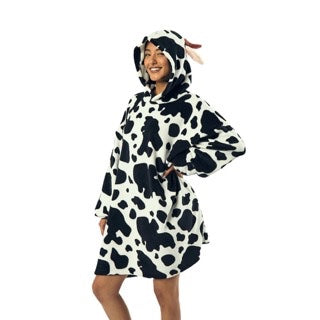 Hooded Blanket Cow White oversized hoodie wearable blanket OSFA-zoom-7