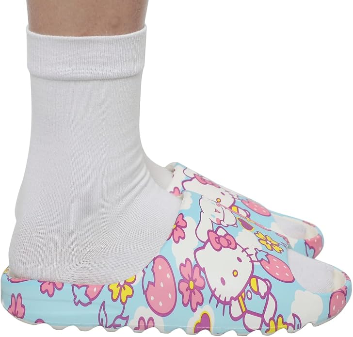 BIOWORLD Hello Kitty Character Toss Floral and Cloud Art Women's Slides-zoom-4