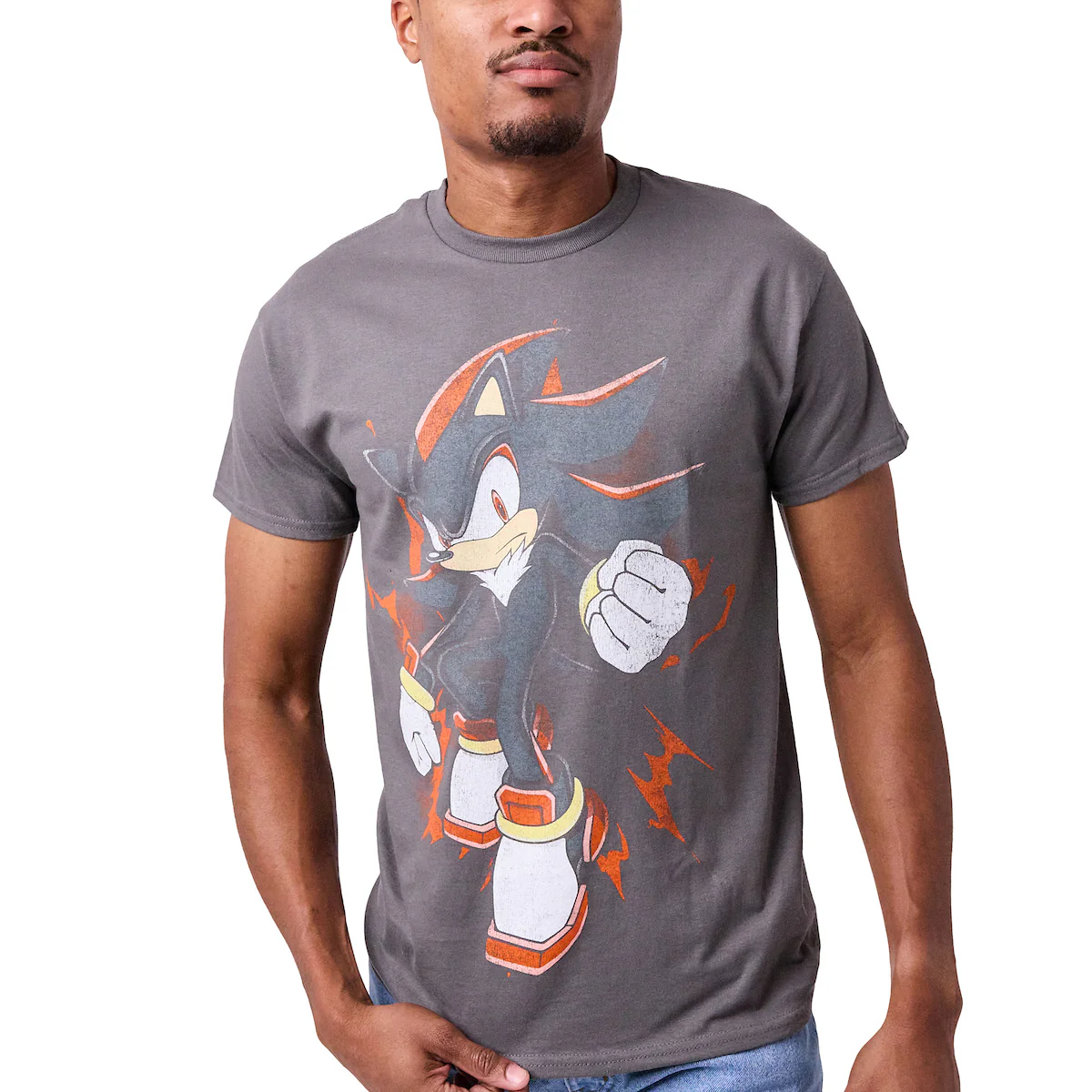 Sonic The Hedgehog Shadow vintage adult black crew neck short sleeve t shirt