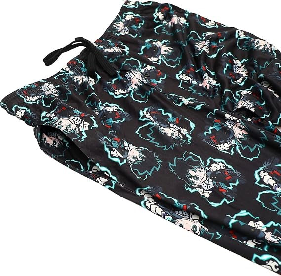 My Hero Academia Deku Midoriya Mens AOP Black Sleep Pajama Pants-zoom-2