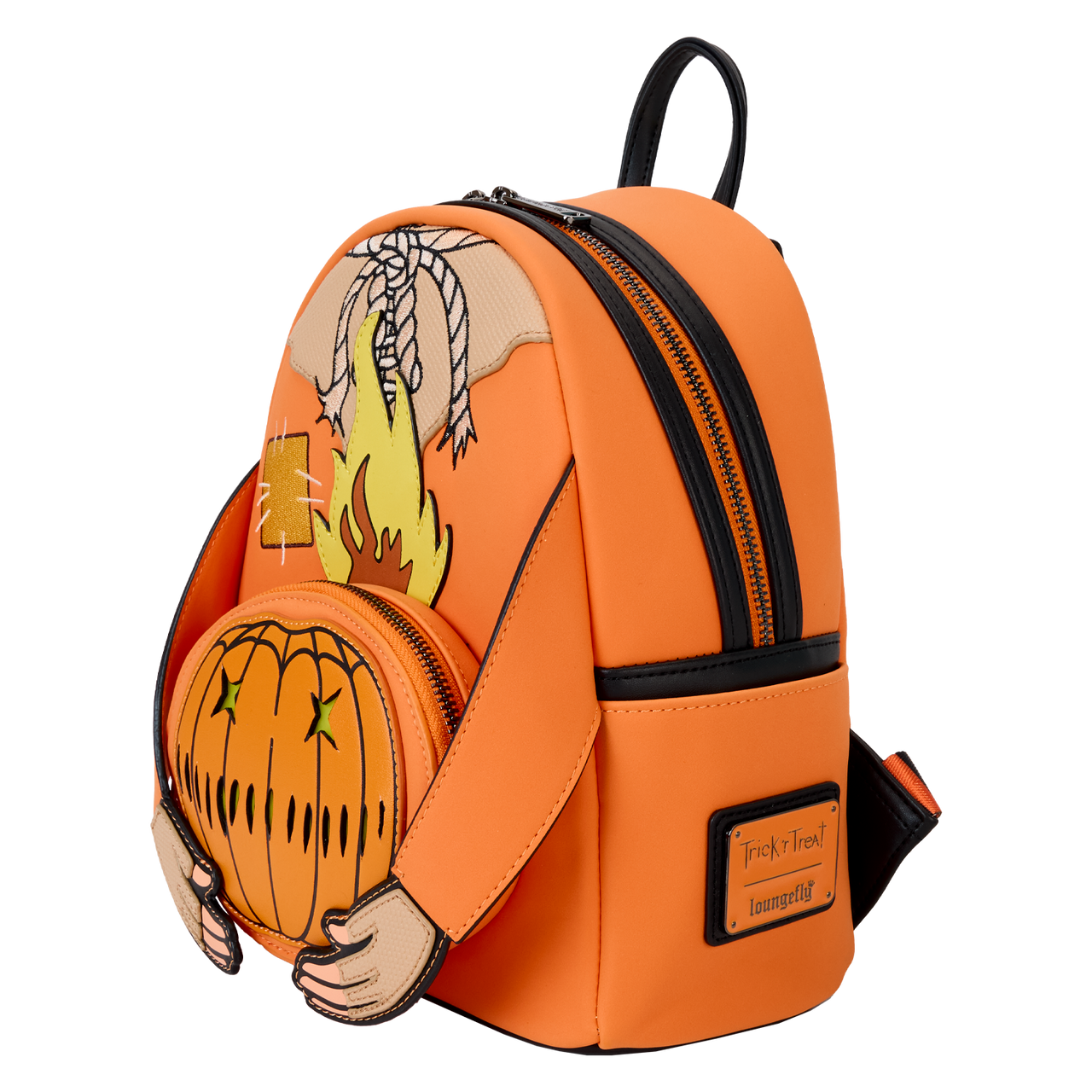 Loungefly Trick  R Treat Flaming Pumpkin Head Sam Light Up Glow Mini Backpack