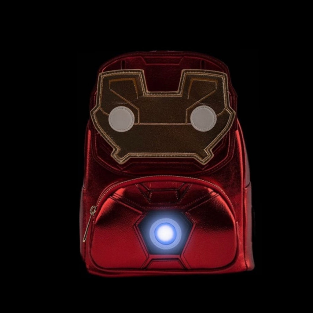 Loungefly Marvel Iron Man Light Up Metallic Leather Mini Backpack