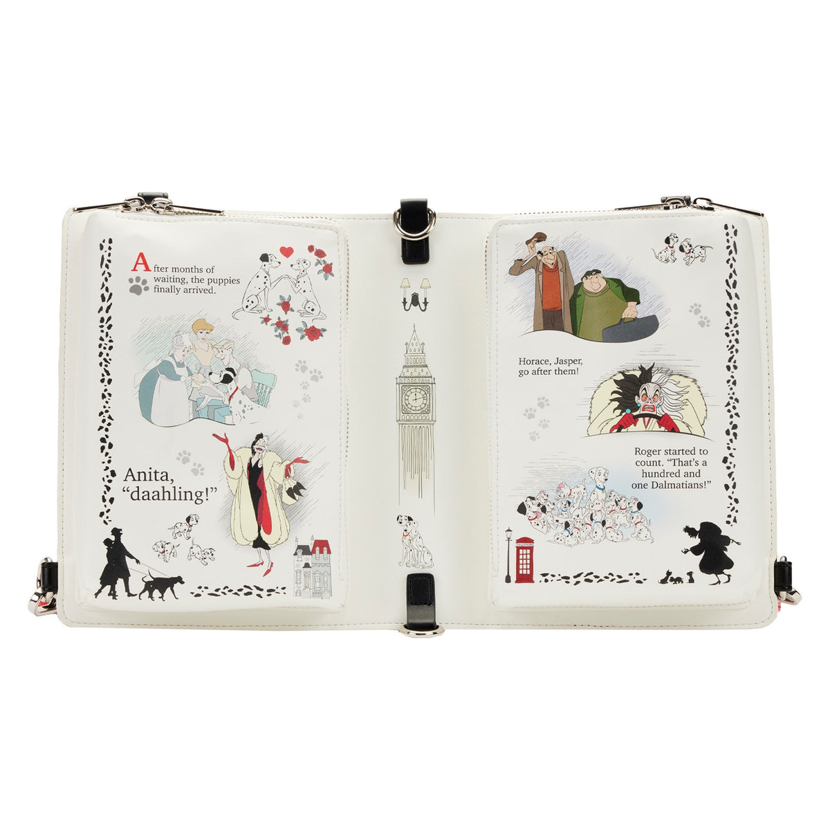 Loungefly Disney Classic Books 101 Dalmatians Convertible Crossbody Backpack Bag-zoom-3