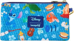 Loungefly x Lilo Stitch Camping Cuties All-Over Print Nylon Zipper Pouch Wristlet