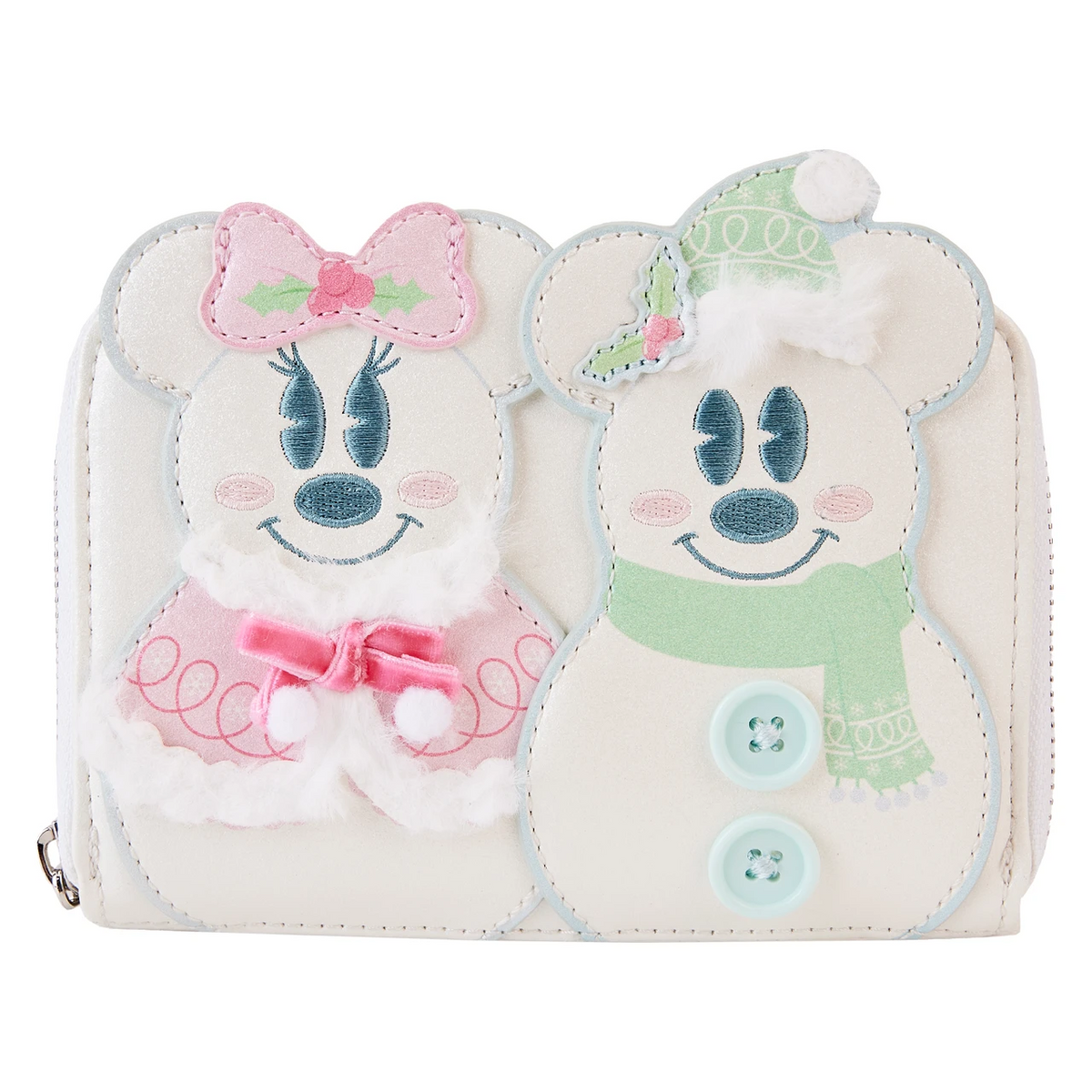 Loungefly Disney Mickey and Minnie Pastel Snowman Zip-Around Wallet