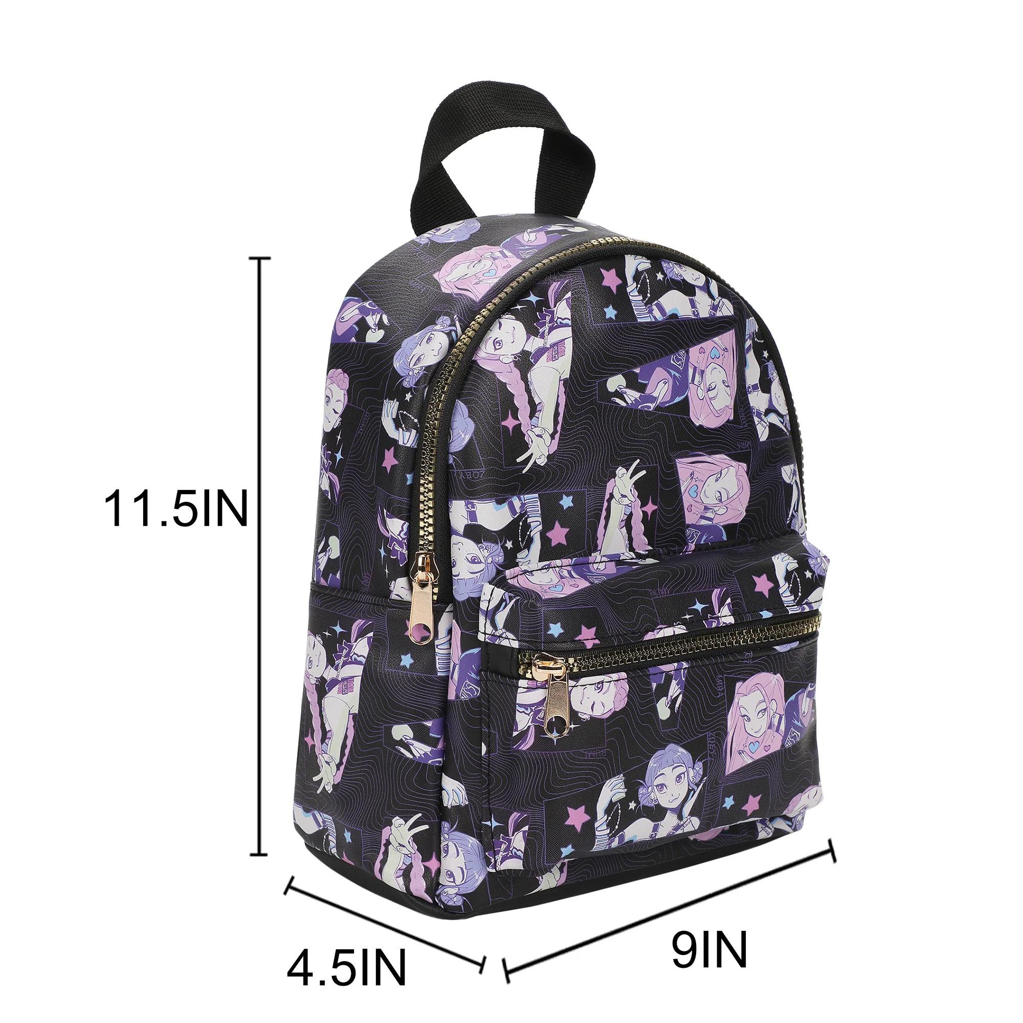 Bio BP Kpop Demon Hunters Huntrix AOP adult black 11.5 mini backpack-zoom-5