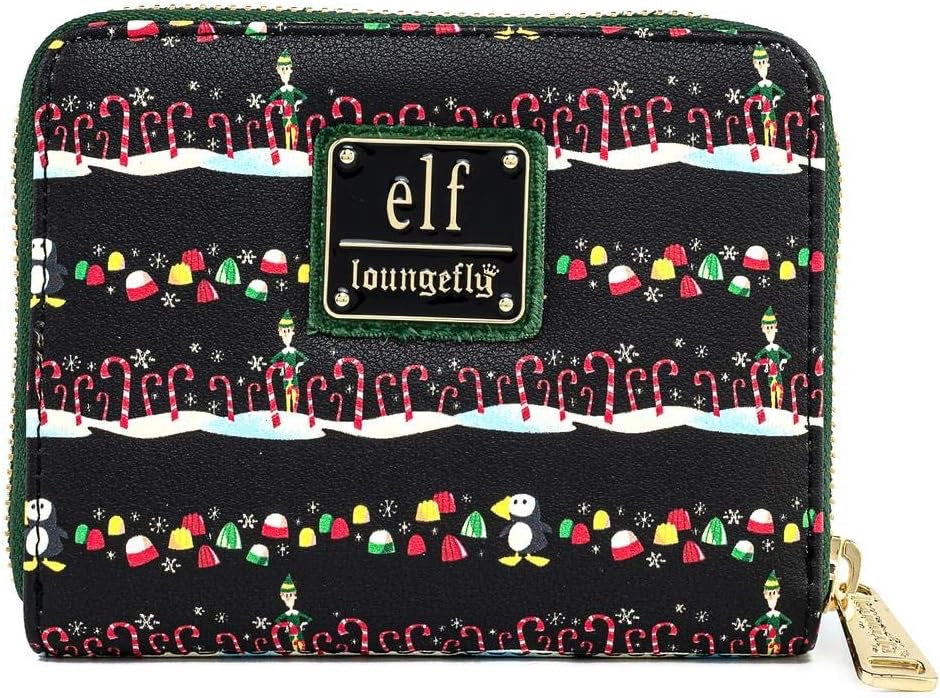 Loungefly Elf Buddy Candy Cane Forest Allover Print Zip-Around Wallet-1