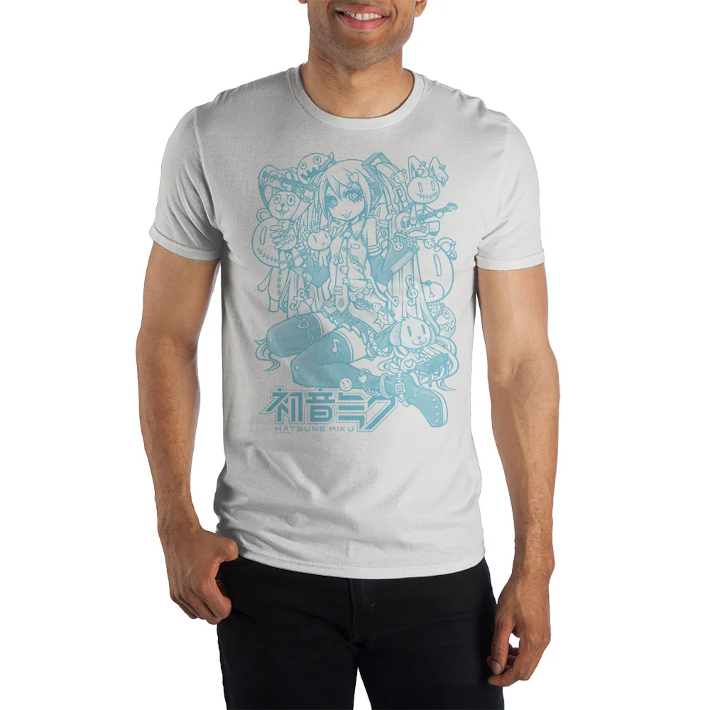 Hatsune Miku Blue Line art crew t-shirt-1