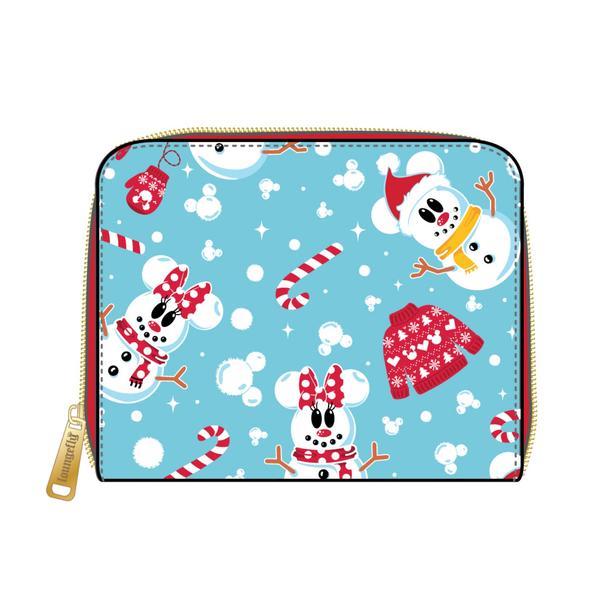 Loungefly Disney Mickey Minnie Snowman Zip Around Wallet