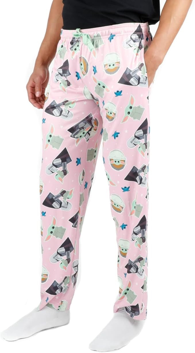 Star Wars Grogu Baby Grogu Character All Over Print Pink Sleep Pajama Pants-3