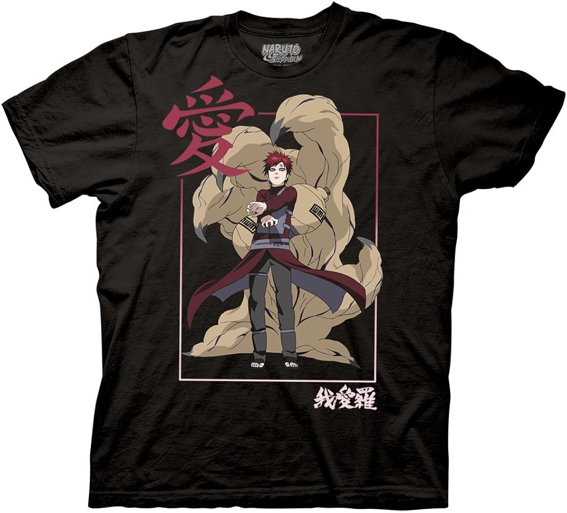 T Shirt Naruto Gaara with Kanji BLK-zoom-1