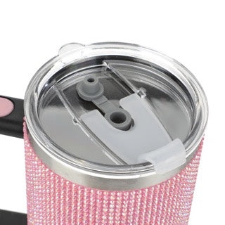 Pink Rhinestone Vacuum insulated 40 oz. stainless steel tumbler with leak proof lid-7