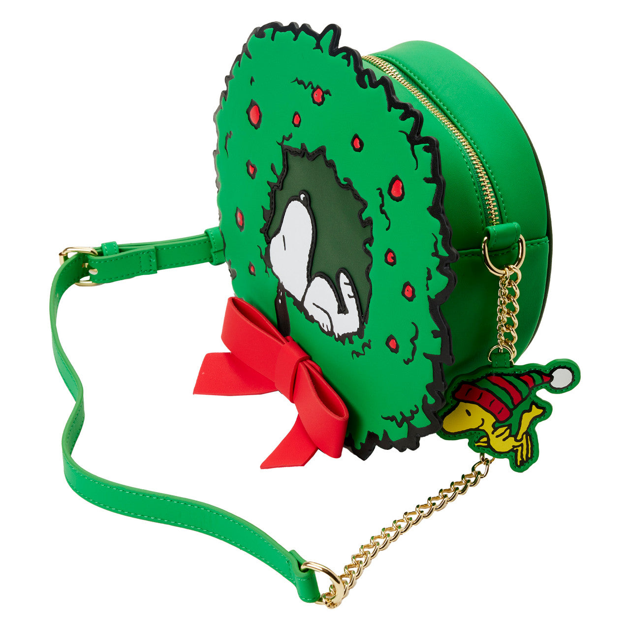 Loungefly Peanuts Snoopy Woodstock Light-Up Christmas Wreath Crossbody Purse Bag-4