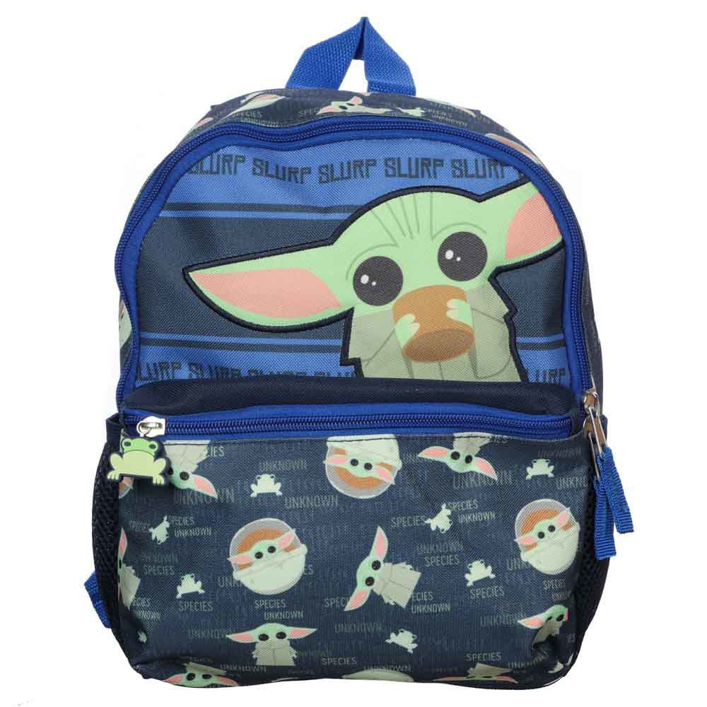 Kids Mini Star Wars Mandalorian 11 inch Mini Backpack with Grogu Diecut Patch & Toss Print-zoom-1