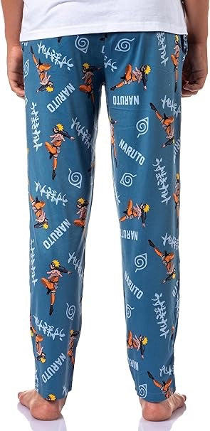 Naruto Shippuden Anime Cartoon Mens Blue All Over Print Sleep Pajama Pants-zoom-3