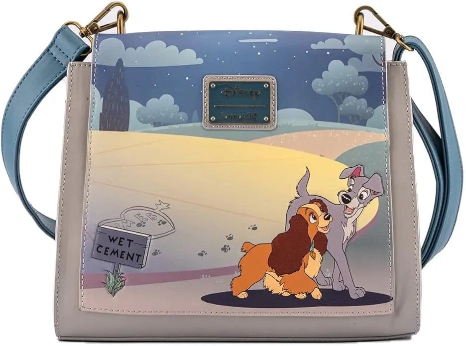 Loungefly Lady and the Tramp Heart Paw Prints wet cement cutout crossbody-2