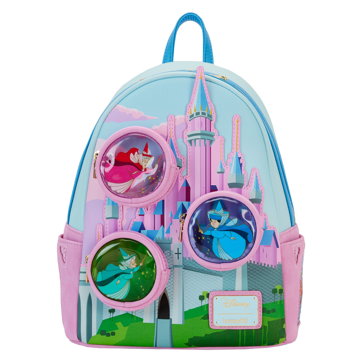 Loungefly Sleeping Beauty Castle Three Good Fairies Stained Glass Mini Backpack