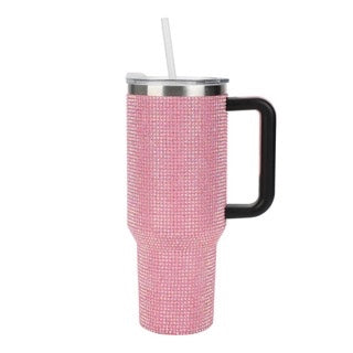 Pink Rhinestone Vacuum insulated 40 oz. stainless steel tumbler with leak proof lid-3