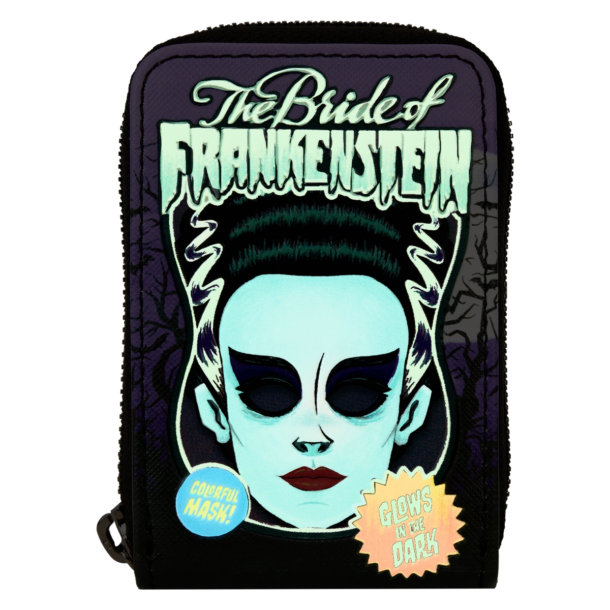 Loungefly Universal Monsters Bride of Frankenstein Neon Mask Accordion Wallet-zoom-3