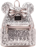 Loungefly Disney Minnie Mouse Silver and Pink Sequin Mini Backpack