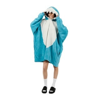 Hooded Blanket Shark Blue long sleeve hooded blanket