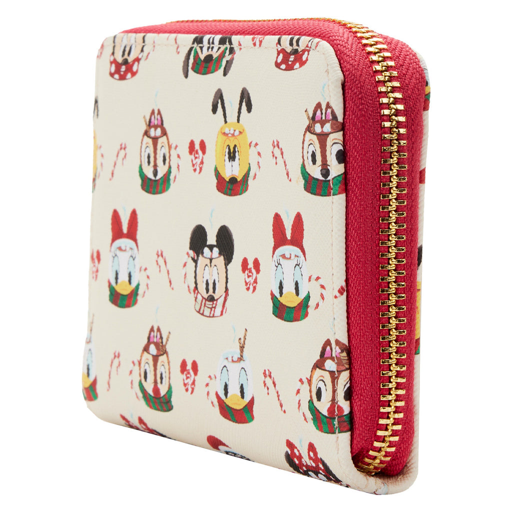 Loungefly Disney Hot Cocoa Mugs AOP Christmas Characters Zip Around Wallet
