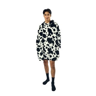 Hooded Blanket Cow White oversized hoodie wearable blanket OSFA